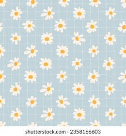 cute simple daisy wild flower pastel seamless pattern 