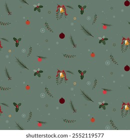Cute simple decor for the New Year holidays.New Year's pattern with a bell.