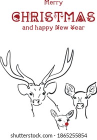 Cute simple Deer family Christmas Card