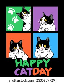 Un diseño simple y lindo para el Día Mundial del Gato, 8 de agosto Un regalo perfecto para tu madre, hermana, esposa o novia.