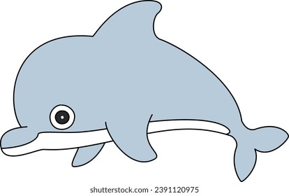 Cute simple dolphin drawing for kids.