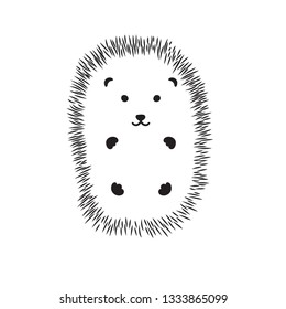 A cute simple doodle drawing of a hedgehog. Vector illustration. 
