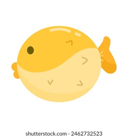 Cute simple doodle pufferfish sea creatures