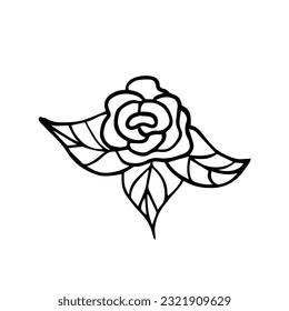 Cute simple doodle vector rose for valentine's day cards, posters, wrapping, valentine's day cards, mother's day and design. Hand drawn illustration. Isolated on white backdground