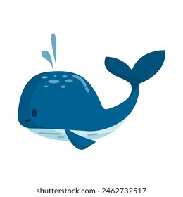 Cute simple doodle whale sea creatures