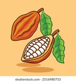 niedlich einfache Zeichnung Ideen Kakao pod Kakao Kakao Kakao Frucht Buah Cokelat Design Vektor Cartoon Illustration