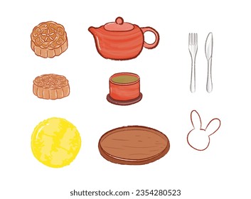 Cute simple elements of mid-autumn festival