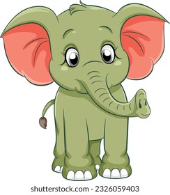Cute simple elephant cartoon isolated illustration