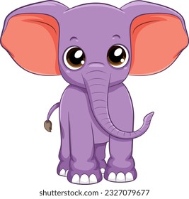 Cute simple elephant cartoon isolated illustration