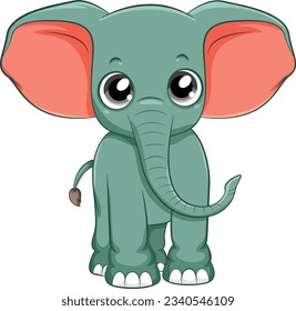 Cute simple elephant cartoon isolated illustration