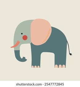 Cute and simple elephant - minimalist children's illustration