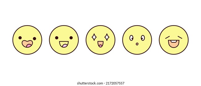 Cute and simple emoji set. Modern design emoticons face icons collection. Set of vector expression joy, cheer, gladness and delight.