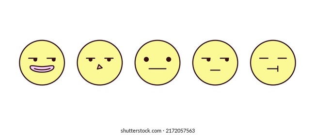 Cute and simple emoji set. Modern design emoticons face icons collection. Set of vector bored, neutral, pensive, suspecting, doubting and ignoring face.