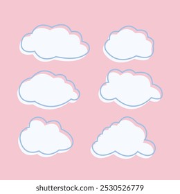 Cute Simple Flat Cloud Sky Shape Set
