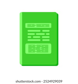 Cute, simple, flat, minimalist, technology bright green book icon