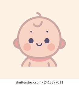 Cute simple flat  style baby face, vector illustration