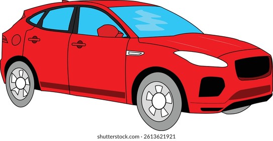 A cute simple flat vector illustration of red car