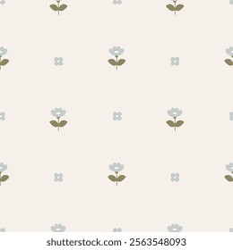 Cute simple floral pattern in vintage colors. Scandinavian style.Sweden nordic style.