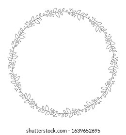 Cute and simple floral wreath vector isolated. Frame for wedding invitation and greeting card with blank space for text. Repititive circle pattern.