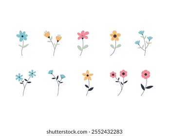 Cute Simple Flower Element Set