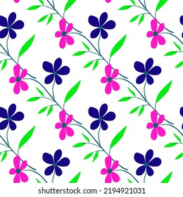 Cute simple flower seamless pattern. Doodle botanical plants background. Hand drawn abstract floral wallpaper. Design for fabric, textile print, wrapping paper, cover. Vector illustration