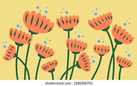 Cute Simple Flower Yellow Background Vector Stock Vector (Royalty Free