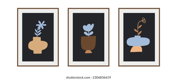 Cute Simple Flowers - flat illustration in modern style. Vector illustration with flowers, leaves