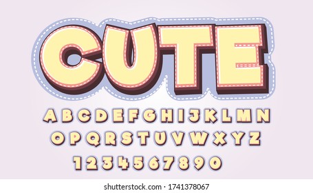 Cute Simple Font Kids Alphabet Vector Stock Vector (Royalty Free ...