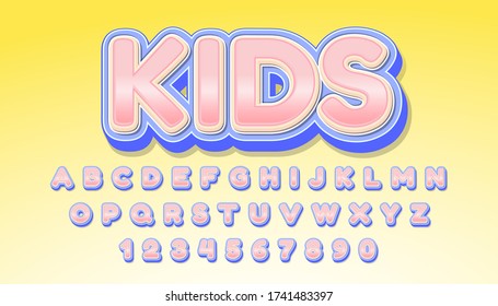 Cute Simple Font Kids Alphabet Vector Stock Vector (Royalty Free ...