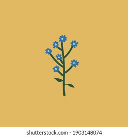 A cute simple forget-me-not inflorescence on a warm background.