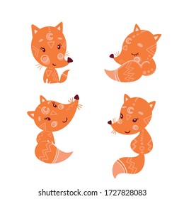 Cute simple foxes, scandinavian print design