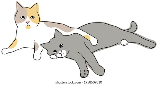Cute and simple full body illustration of cat