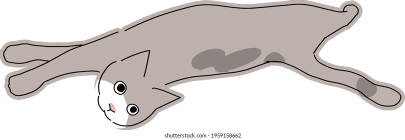 Cute and simple full body illustration of cat