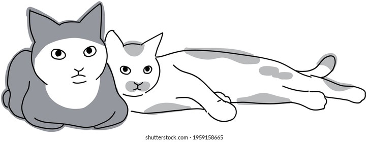 Cute and simple full body illustration of cat