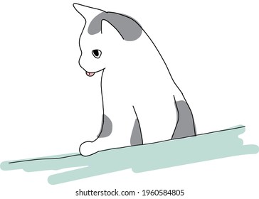 Cute and simple full body illustration of cat