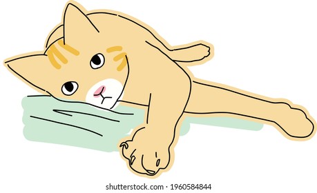 Cute and simple full body illustration of cat