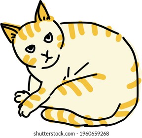 Cute and simple full body illustration of cat
