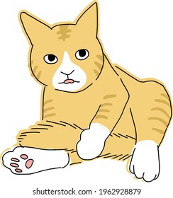 Cute and simple full body illustration of cat