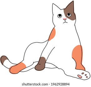 Cute and simple full body illustration of cat