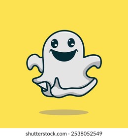 cute, simple ghost character, suitable for use in print media for children