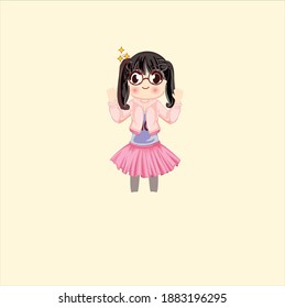 cute simple girls cartoon character 