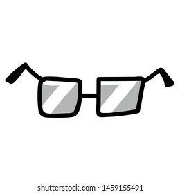 Cute simple glasses cartoon vector illustration motif set. Hand drawn isolated sight accessory elements clipart for optician blog, vision graphic, spectacle web buttons.