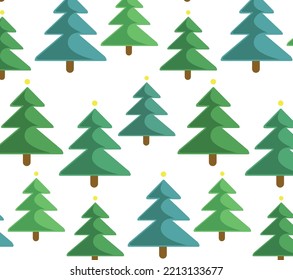 Cute simple green christmas tree seamless pattern texture vector illustration