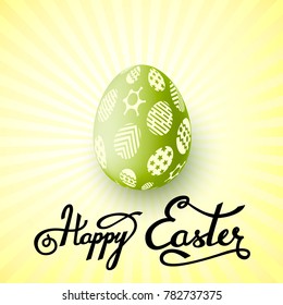 Cute and simple greeting card for Easter. Happy easter lettering. Vector illustration. Blue version