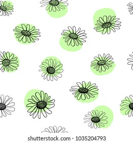 Cute Simple Hand Drawn Daisy Flowers Isolated on Blue Background for Textile, Wallpaper or Web. Seamless Vector Daisy Flowers Pattern.