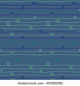Cute simple hand drawn seamless pattern with untidy lines forming stars
