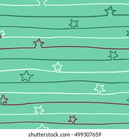 Cute simple hand drawn seamless pattern with untidy lines forming stars