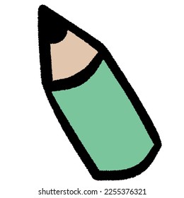 Ilustración de color de estilo manuscrito simple y simple de un lápiz.