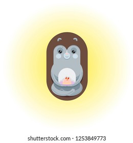 Cute simple Hedgehog with a dessert