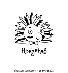 Cute, simple hedgehog face cartoon style. Vector illustration.